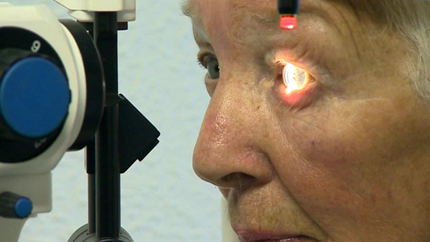 Woman having an eye test