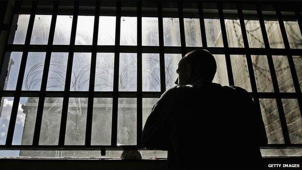 Man looking out of prison