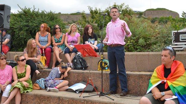 Philip Ozouf addresses gay rights rally