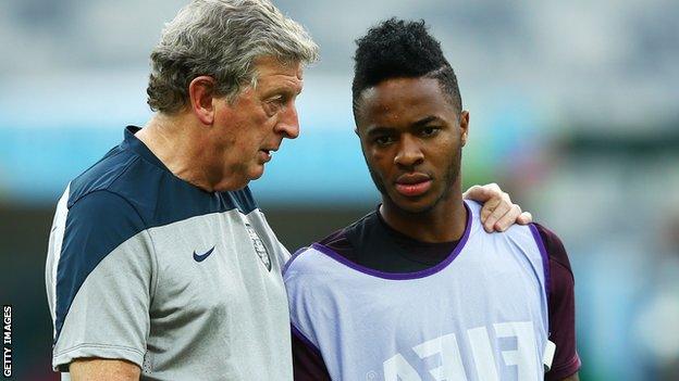 England manager Roy Hodgson and Raheem Sterling