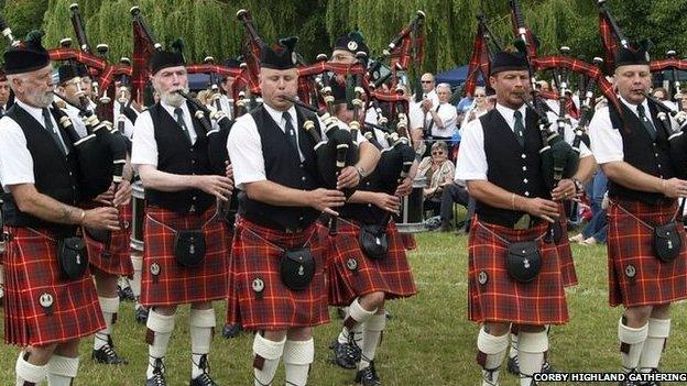 Pipers at the Corby Highland Gathering