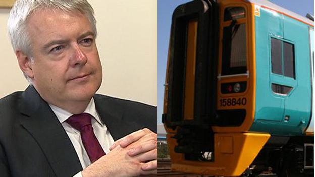 Carwyn Jones and Arriva Train Wales train