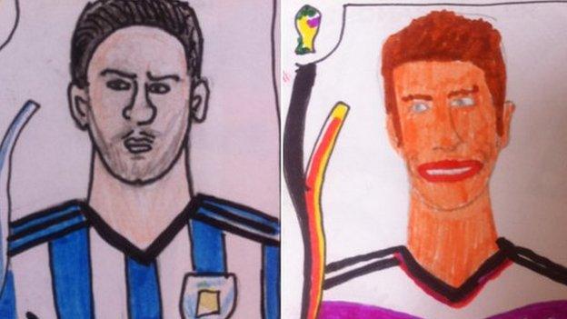 Lionel Messi and Thomas Muller drawings