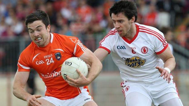 Aidan Forker of Armagh in action against Tyrone's Mattie Donnelly