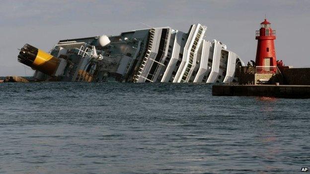 File photo: The Costa Concordia keeled over off Giglio island, 17 January 2012