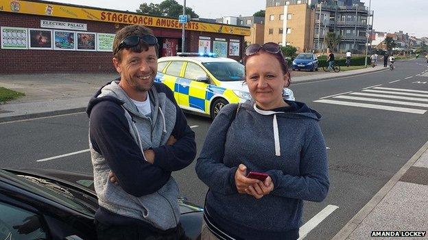 Amanda Lockey with husband, Bob, found the devices on the beach in Dovercourt