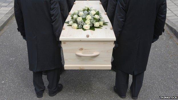 Coffin bearers carrying a coffin