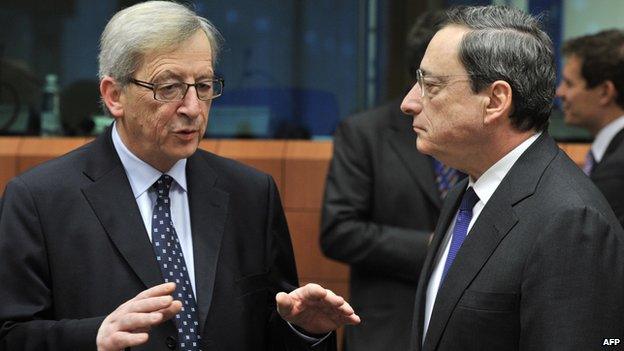 Luxembourg ex-PM Jean-Claude Juncker (left) with ECB President Mario Draghi