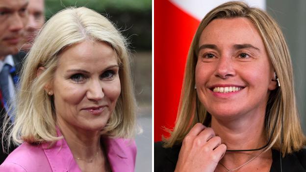 Danish PM Helle Thorning-Schmidt (left) and Italian Foreign Minister Federica Mogherini