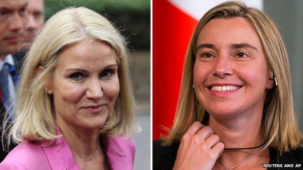 Danish PM Helle Thorning-Schmidt (left) and Italian Foreign Minister Federica Mogherini