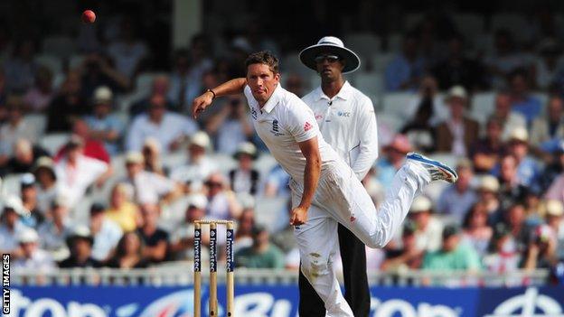 Simon Kerrigan in action for England during the Ashes