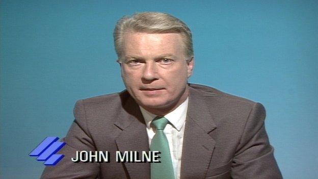 John Milne presenting Reporting Scotland in 1988