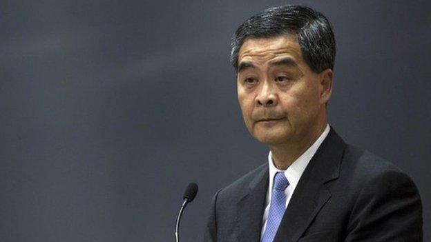 Hong Kong's Chief Executive Leung Chun-ying speaks during a news conference in Hong Kong on 15 July 2014.