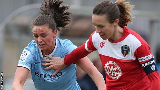 Corrine Yorston (right) playing for Bristol Academy