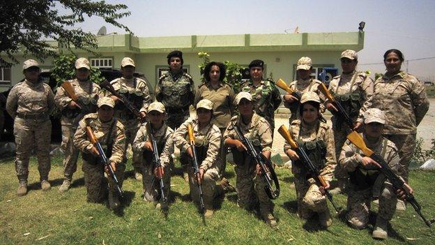 Female Kurdish Peshmerga fighters in Sulaimaniya (July 2014)