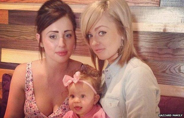 Hollie Gazzard with her sister Chloe and niece Rugby