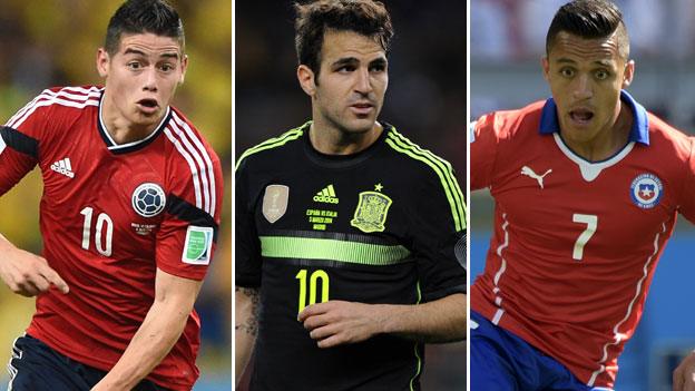 James Rodriguez, Alexis Sanchez and Cesc Fabregas