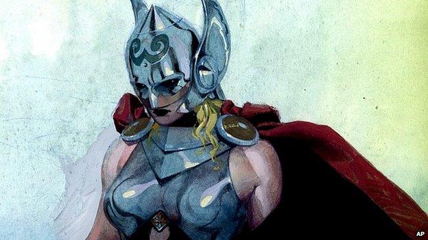 Marvel Comics image showing superhero Thor recast as a woman. 15 July 2014