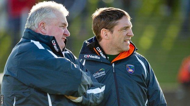 Armagh manager Paul Grimley with Kieran McGeeney