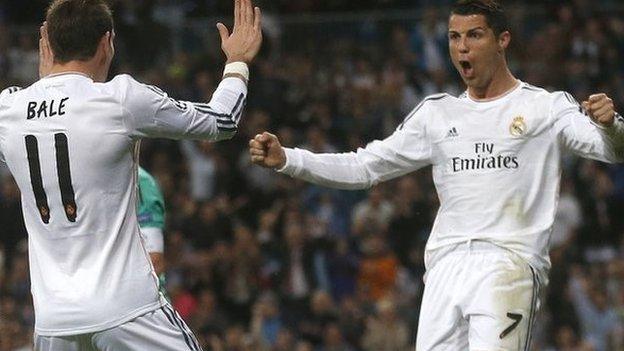 Gareth Bale and Cristiano Ronaldo of Real Madrid