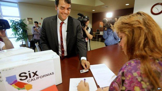 Multi-millionaire Timothy Draper turns in signatures to put his Six California measure on the state ballot.