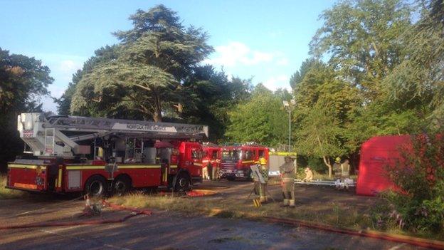 Firefighters at Pinebanks Centre, Norwich