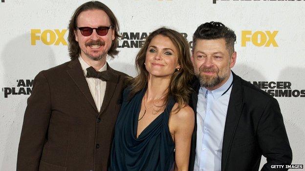 Matt Reeves, Keri Russell and Andy Serkis at the Madrid premiere of Dawn of the Planet of the Apes