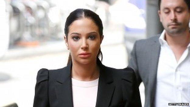 Tulisa Constostavlos attends court