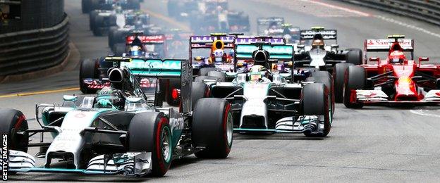 Lewish Hamilton and teammate Nico Rosberg during Monaco Grand Prix