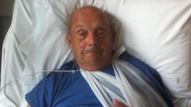 Brian Robinson in hospital bed