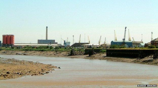 The River Usk side of Newport Docks