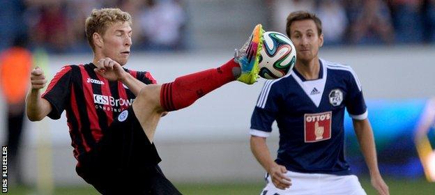 St Johnstone's David Wotherspoon and Luzern's Jerome Thiesson