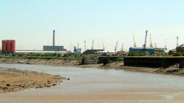 The River Usk side of Newport Docks