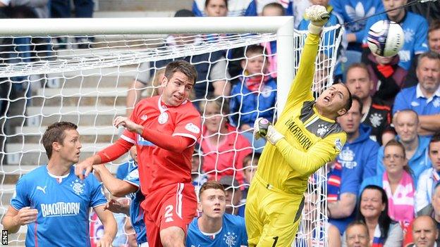 Goalkeeper Scott Gallacher made three first team appearances for Rangers