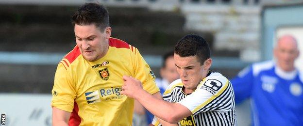 Albion Rovers' John Gemmell and St Mirren's John McGinn