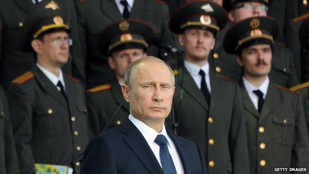 Russian President Vladimir Putin appeared outside Moscow, Russia, on 18 July 2014