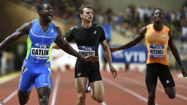 Justin Gatlin wins in Monaco