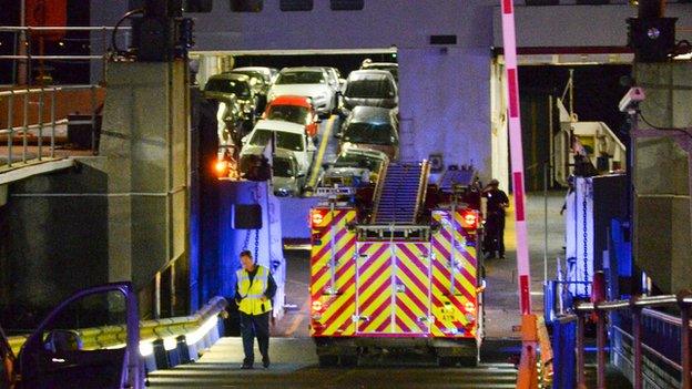 Collapsed ferry deck