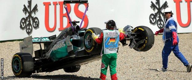 Lewis Hamilton's car being towed away