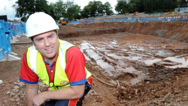 Gary Humpage in front of new pool