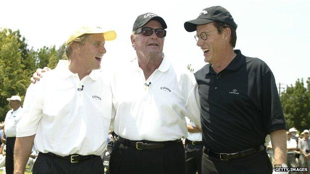 James Garner with Michael Douglas and James Woods