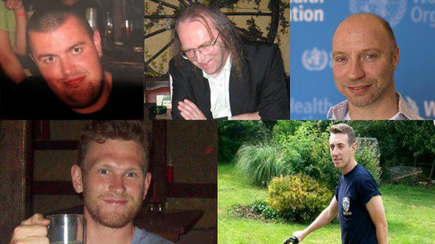 Clockwise from top left: Liam Sweeney, John Alder, Glenn Thomas, Ben Pocock and Richard Mayne