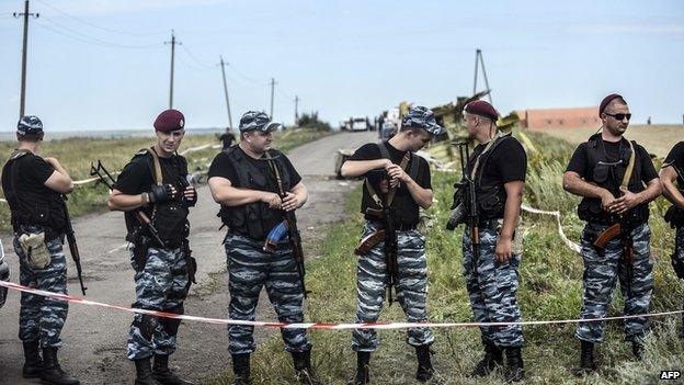 Pro-Russia fighters at the site