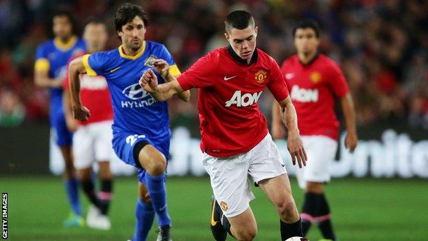 Michael Keane in action for Manchester Untied