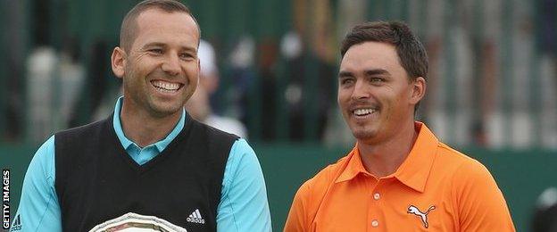 Sergio Garcia (l) and Rickie Fowler