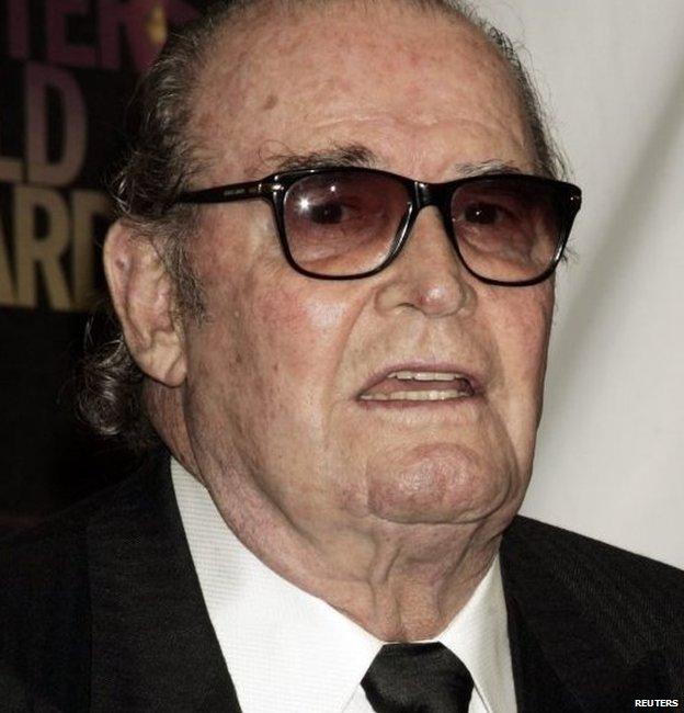 Actor James Garner poses at the Writers Guild Awards in Hollywood, California in this February 4, 2006