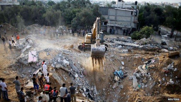 The ruins of a house in Khan Younis said to have been hit by an Israeli strike