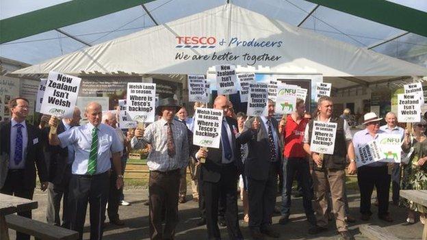 farmers protesting against Tesco at Royal Welsh Show