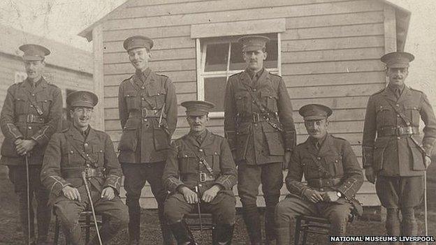 Officers from the 19th Battalion of the Liverpool Pals in Knowsley Park