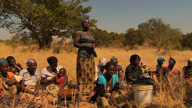 Villagers in a meeting in Chibombo, in Zambia